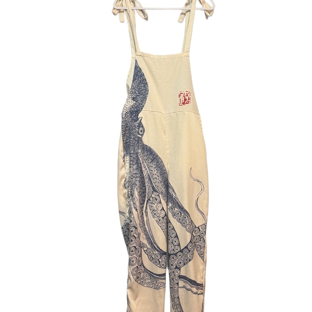 Japanese Art Octopus Casual Art Loose Casual Jumpsuit